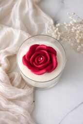 Large Rose Flower Candle Gift, Soy Wax Floral Candle, Gift For Her, Birthday, Wedding, Housewarming Gift, Red White Candle, Scented Candle Gift