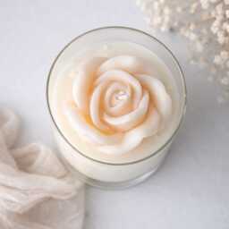 Large Rose Flower Candle Gift, Soy Wax Floral Candle, Gift For Her, Birthday, Wedding, Housewarming Gift, Red White Candle, Scented Candle Gift - thumbnail 2