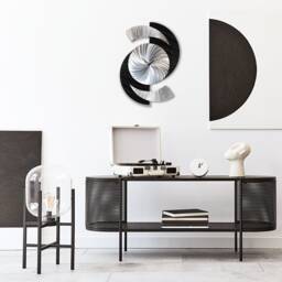 Abstract Black Metal Wall Clock Modern Silver Art, Eclipse 18x24 - thumbnail 2
