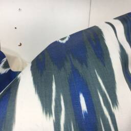 Handwoven Silk Ikat Pillow Cover 24x24, Modern Accent Cushion - thumbnail 3