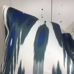 Handwoven Silk Ikat Pillow Cover 24x24, Modern Accent Cushion - thumbnail 2