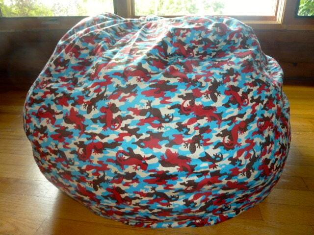 Gecko Camouflage Bean Bag Chair Cover, Red, Blue, Light Brown, Cream, Lizard, Turquoise, , Etsy Kids, Gifts Under 75 - image 1