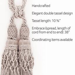 "D??copro Curtain & Drapery Double Tassel Tieback, Length 10"" - 25cm, Spread 38" - thumbnail 4
