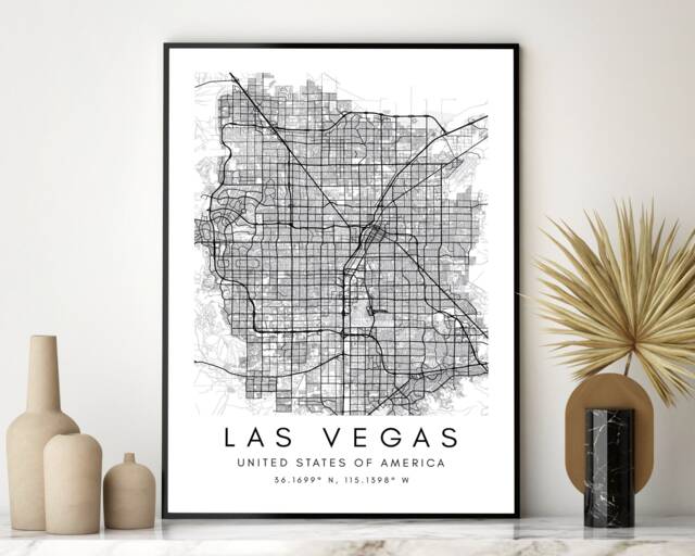 Minimalist Las Vegas Map Art Print Modern City Wall Decor - image 1