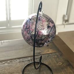 Hand Painted, Candle Holder, Hanging Glass Baubles. Lantern. Pinks & Grey. Candle Holder On A Stand. Glass Christmas Gift - thumbnail 4