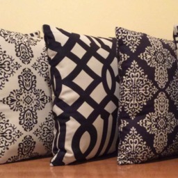 Navy Blue & Khaki Beige Pillow, Throw Pillow Cover, Decorative Cushion Pillowcase, Accent Cotton Blend - thumbnail 4