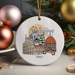 Italy Personalised Christmas Tree Ceramic Ornament Decoration Xmas Bauble Gift Present Festive Decor Souvenir Holiday Custom Travel - thumbnail 1