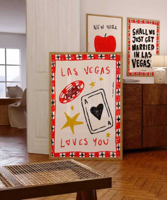 Las Vegas Loves You Print, Retro Casino Card Art - image 1