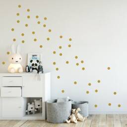 Gold Dots Wall Stickers, 5 Different Sizes 5cm 1, 5cm 3, 0cm  4cm & 10cm, Metallic Confetti Decals, Gold-Decor For Kids-Room - thumbnail 3