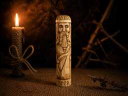 Hand Carved Ullr Statue, Norse Winter God, Wooden Viking Figurine 15cm - thumbnail 1