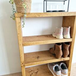 Rustic Reclaimed Wood 3-Tier Shoe Bench Hallway Entryway Organizer - thumbnail 2