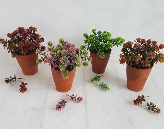 Faux Plants in Genuine Vintage Terracotta Pots Small Artificial Plant, Green, Autumnal Or Pink - image 1