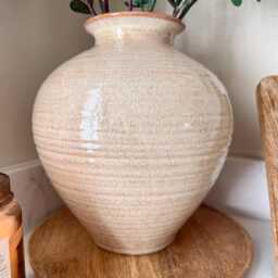 Sabbia Brindled Bowl Vase - Modern Neutral Ceramic - Large Sculptural For Faux Flowers Luxury Textured Home Decor - thumbnail 3