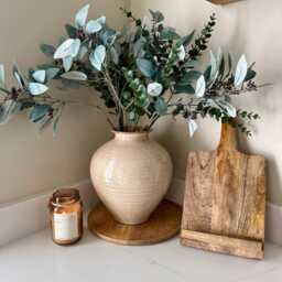 Sabbia Brindled Bowl Vase - Modern Neutral Ceramic - Large Sculptural For Faux Flowers Luxury Textured Home Decor - thumbnail 2