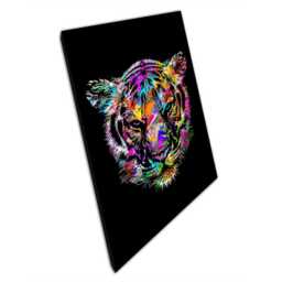 Abstract Tiger Face Wall Art Print Colourful Canvas Decor For Home Office - thumbnail 1