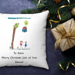 Childs Drawing Gift, Kids Cushion, Personalised Cushion For Grandparents, Artwork, Mother's Day Mum Gift - thumbnail 3