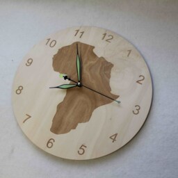 Unigue Shape Bespoke Africa Clock Map Wooden - thumbnail 2