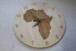 Unigue Shape Bespoke Africa Clock Map Wooden - thumbnail 1