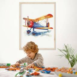 Retro Airplane Wall Art Print Vintage Nursery Decor - thumbnail 2