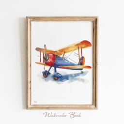 Retro Airplane Wall Art Print Vintage Nursery Decor - thumbnail 3