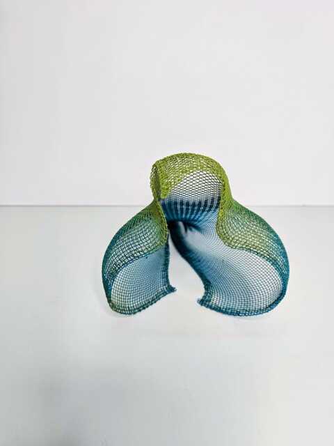 Wire Bird Sculpture Green& Blue Metal Animal Home Decor - image 1