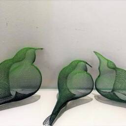 Wire Bird Sculpture Green& Blue Metal Animal Home Decor - thumbnail 4