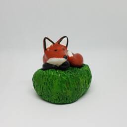 Clay Sleeping Fox Animal Totem Figurine Home Decor Gift For Him Her Art - thumbnail 2