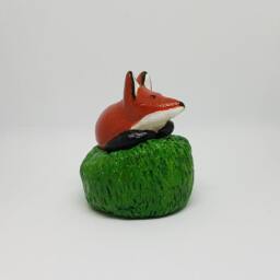 Clay Sleeping Fox Animal Totem Figurine Home Decor Gift For Him Her Art - thumbnail 3
