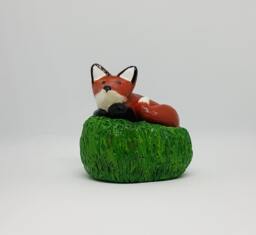 Clay Sleeping Fox Animal Totem Figurine Home Decor Gift For Him Her Art - thumbnail 1