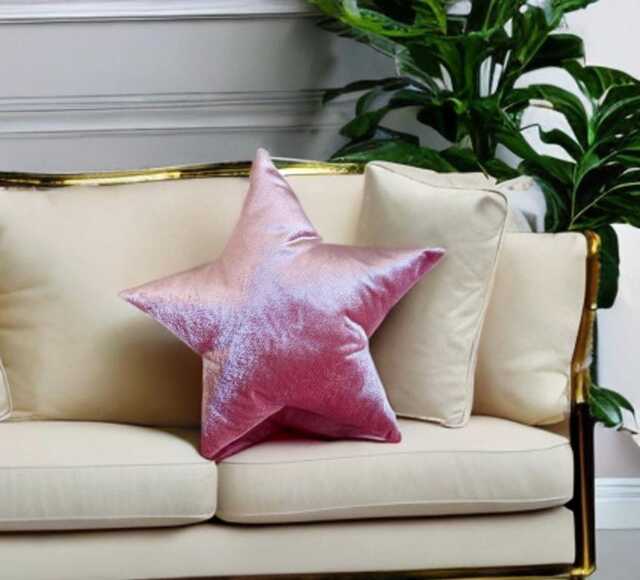 Luxurious Rose Pink Velvet Star Shaped Decorative Pillow - Home Decor Accessory-Birthday Gift Nursery Decor -Housewarming Gift - image 1
