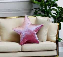 Luxurious Rose Pink Velvet Star Shaped Decorative Pillow - Home Decor Accessory-Birthday Gift Nursery Decor -Housewarming Gift - thumbnail 1