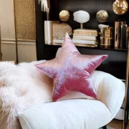Luxurious Rose Pink Velvet Star Shaped Decorative Pillow - Home Decor Accessory-Birthday Gift Nursery Decor -Housewarming Gift - thumbnail 2