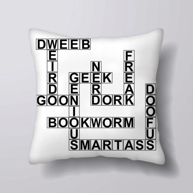 Geek Crossword Dork Dweeb - Cushion Cover Case Or Stuffed With Insert