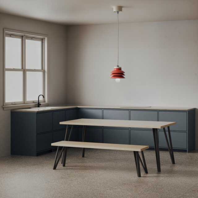 Ply Dining Set With Black Metal Legs, Customisable Sizes, Worldwide Delivery, Birch Ply Collection - image 1