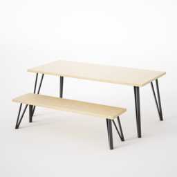 Ply Dining Set With Black Metal Legs, Customisable Sizes, Worldwide Delivery, Birch Ply Collection - thumbnail 3