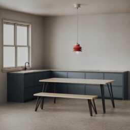 Ply Dining Set With Black Metal Legs, Customisable Sizes, Worldwide Delivery, Birch Ply Collection