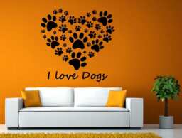 I Love Dogs Heart Shaped Many Dog Paws Wall Window Vehicle Sticker Decal Vinyl Fathead Mural Decor L2053 - thumbnail 1