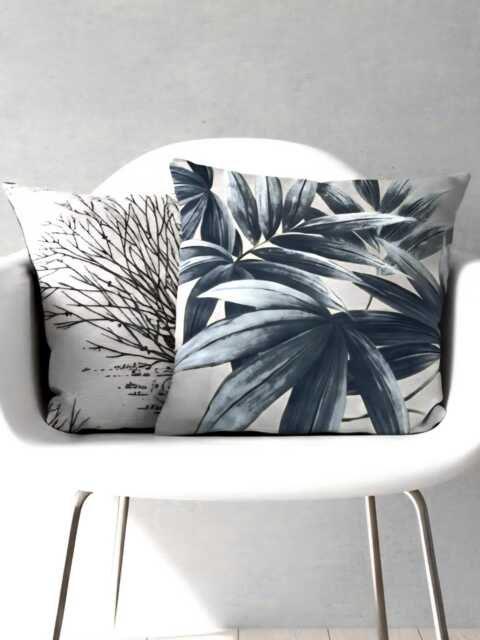 Retro Palm Leaf Cushion 40 X cm - 50 cm, Beige & Grey Fronds, Cover, Vintage Jungle Boho Pillowcase - image 1