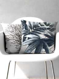Retro Palm Leaf Cushion 40 X cm - 50 cm, Beige & Grey Fronds, Cover, Vintage Jungle Boho Pillowcase - thumbnail 1