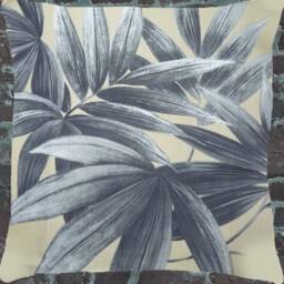 Retro Palm Leaf Cushion 40 X cm - 50 cm, Beige & Grey Fronds, Cover, Vintage Jungle Boho Pillowcase - thumbnail 3