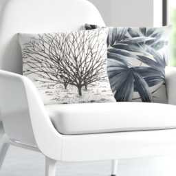 Retro Palm Leaf Cushion 40 X cm - 50 cm, Beige & Grey Fronds, Cover, Vintage Jungle Boho Pillowcase - thumbnail 2