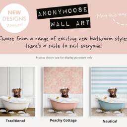 Chocolate Labrador Retriever Dog in A Bath Print, Bathing, Funny Bathroom Animal Bathtub, Tub Whimsy - thumbnail 2