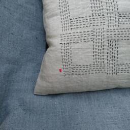 Wabi-Sabi Collection Pillow Cover, Hand Stitched Pillow, Japanese Zen Cushion Raw Linen Throw Pillows, Rustic Decor, Sashiko - thumbnail 3