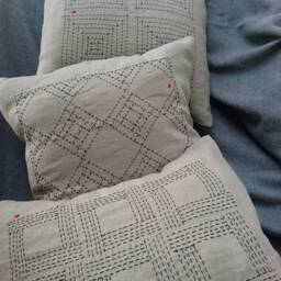 Wabi-Sabi Collection Pillow Cover, Hand Stitched Pillow, Japanese Zen Cushion Raw Linen Throw Pillows, Rustic Decor, Sashiko - thumbnail 2