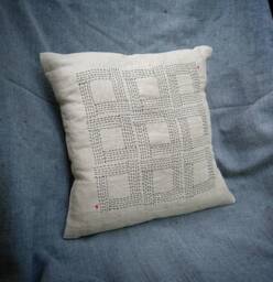 Wabi-Sabi Collection Pillow Cover, Hand Stitched Pillow, Japanese Zen Cushion Raw Linen Throw Pillows, Rustic Decor, Sashiko - thumbnail 1