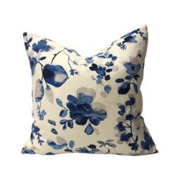 Blue Floral Watercolor Pillow Cover - Vern Yip Asian Print Fabric - thumbnail 2