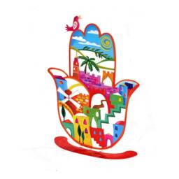 Hamsa Hand, Jerusalem 1, Israel Art, Judaica Home Decor - thumbnail 3