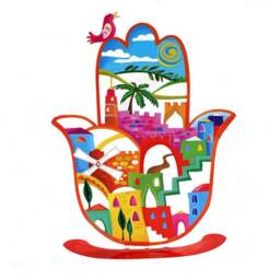 Hamsa Hand, Jerusalem 1, Israel Art, Judaica Home Decor - thumbnail 2