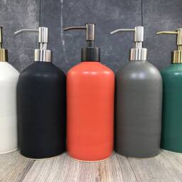 Hand Thrown Ceramic Soap Dispenser - Satin Matte Stoneware Lotion Pump - thumbnail 4