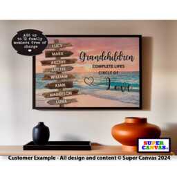 Grandparents Street Sign Post Personalised With Grandchildren Names Picture Wall Art Poster Print Nana Grandad Birthday Fathers Day Gift - thumbnail 2